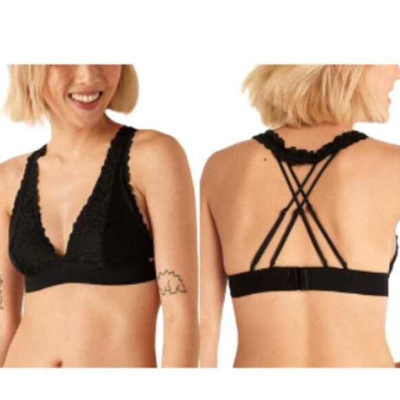 Victoria's Secret PINK Black Lace Strappy Back Halterneck Bralette S/P  NWT - Picture 2 of 16